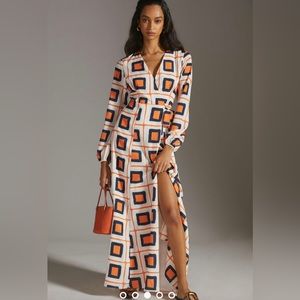 NWT Anthropologie Hutch Geo-Printed Wrap Maxi Dress